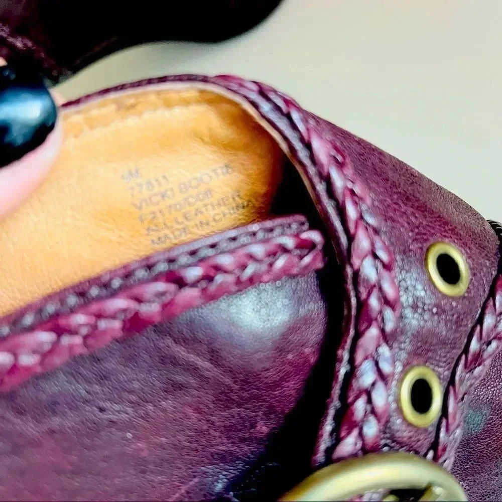 Frye Vicki Purple Leather Heeled Bootie
